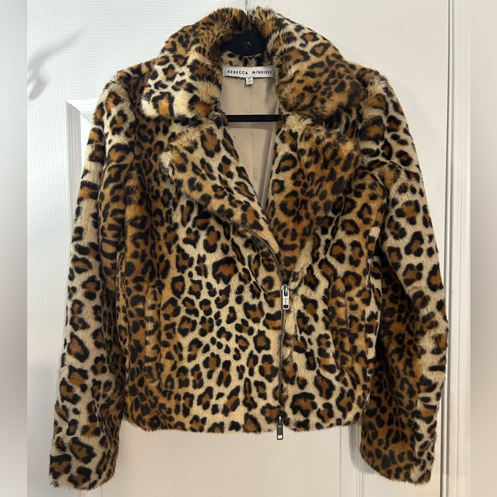 EUC Rebecca Minkoff Faux Fur Moto Jacket